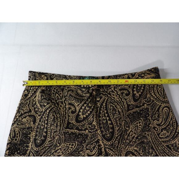 Lauren Ralph Lauren 12 Ankle Pant Paisley Print Boho Black Beige Business Casual - Picture 7 of 8